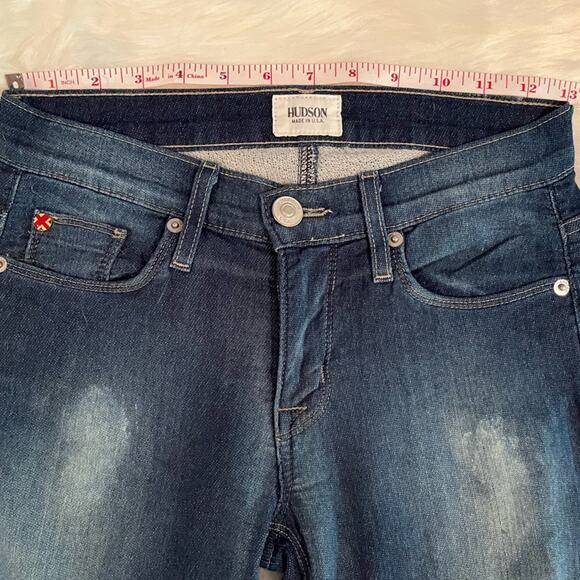 New Hudson Cotton Denim Medium Dark Wash Distressed Casual Skinny Jeans 24 NWOT - Picture 8 of 14